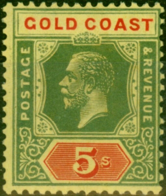 Gold Coast 1924 5s Green & Red-Pale Yellow SG98 Fine MM 