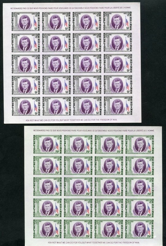 GUINEA JOHN F. KENNEDY MEMORIAL ISSUE COMPLETE SET OF IMPERF SHEETLETS  MINT NH