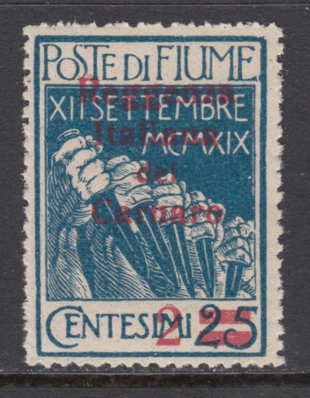 Fiume Reggenza del Carnaro 2 c. blu instead of indigo cv 300 MNH** Sass. n.132a