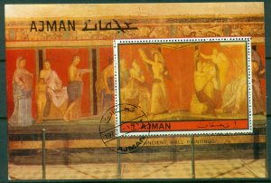 Ajman 1972 Mi#MS490A Ancient wall paintings from Pompeii MS CTO