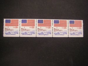 Scott 1891, 18c Flag, ...from sea to shining sea, PNC5 #4, MNH Coil Beauty
