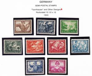 Germany Semi-Postal #B49-B57, Tannhauser, MNH, CV $2,200.00