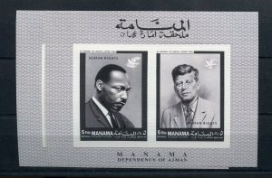 MANAMA JOHN F. KENNEDY & MARTIN L. KING,Jr PERF & IMPERF S/SHEETS MINT NH