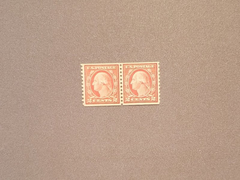 492, Washington 2c Carmine (II), Line Pair Mint OGNH,  PSE Cert, CV $118