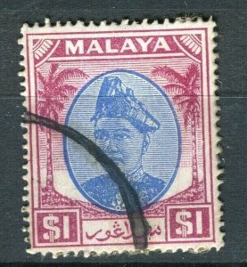 MALAYA; SELANGOR 1940s early Sultan issue fine used Shade of $1. value