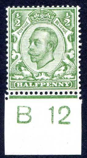 1/2d Green B12 Control mounted mint