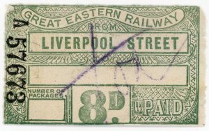 (I.B) Great Eastern Railway : Paid Parcel 8d (Liverpool Street)