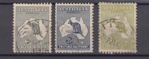 J38903, jlstamps,1915-24 australia used #45-7 kangaroo