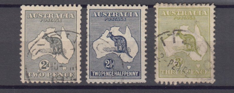 J38903, jlstamps,1915-24 australia used #45-7 kangaroo