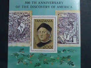 ​TANZANIA-1992 SC#899 500TH ANNIVERSARY OF COLUMBUS DISCOVERED AMERICA S/S MNH