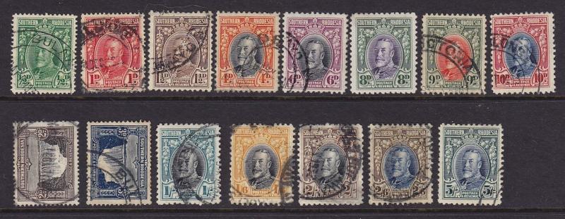 S. Rhodesia Scott #'s 16 - 30 set VF used complete cv $ 162 ! see pic !