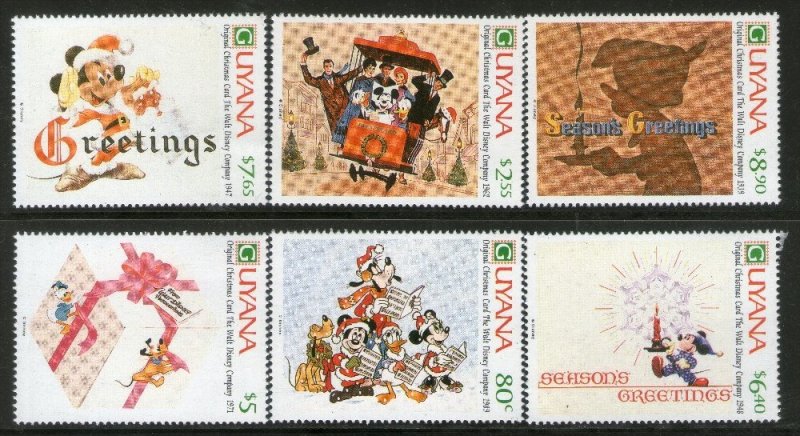 Guyana 1989 Walt Disney Christmas Mickey Mouse Pluto Donald Duck Cartoon Film...