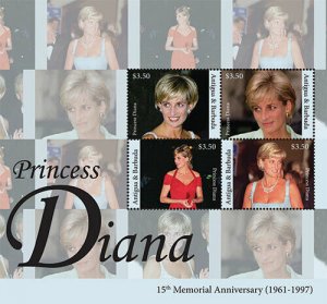 Antigua 2012 - Princess Diana 15th memorial Anniversary - Sheet of 4 - MNH