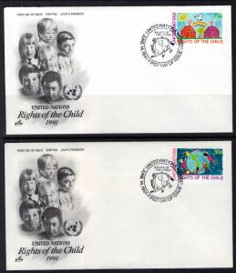 UN New York 593-594 Rights of the Child Artcraft Set of Two U/A FDC