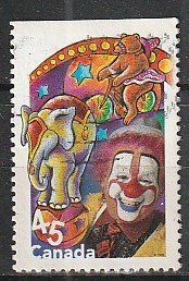 1998 Canada - Sc 1757 - used VF - 1 single - Circus - Clown/Animal Acts