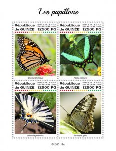 Guinea Butterflies Stamps 2020 MNH Monarch Swallowtail Butterfly Insects 4v M/S