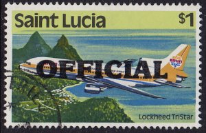 St. Lucia - 1983 - Scott #O9 - used - Airplane - overprint