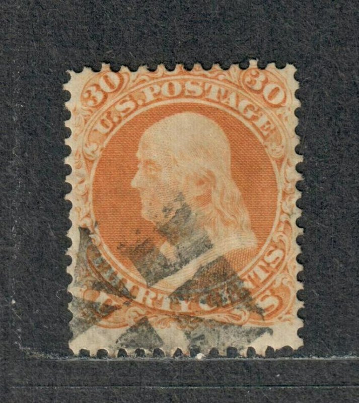 US Sc#71 Used/A, Fancy Cancel, Very Light Crease, Cv. $225