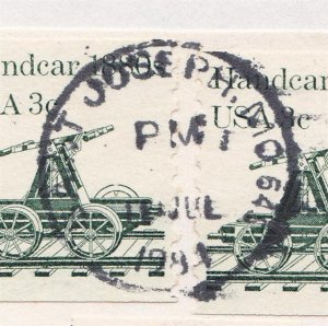 Used on Piece 3c Handcar 1 and 2 US #1898 Machine Cancel July 11 1984