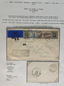 1932 Ireland First Night Ferry Airmail Cover To Bombay India Imperial Airways