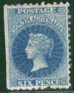 SOUTH AUSTRALIA QV Stamp SG.136 6d Bright Blue PERF 10 Mint MNG c£275- LBLUE103