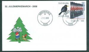 Denmark Cover. 2008. Santa.Dog. Copenh.“Christmas Seal Walk # 32 Sc# 1400. #05