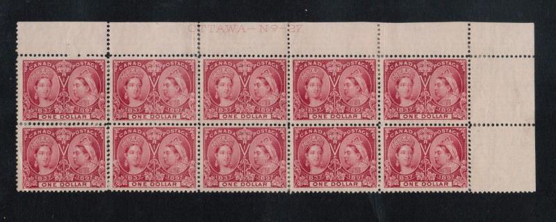 Canada #61 Very Fine Mint UR Plate #27 Corner Block Of Ten