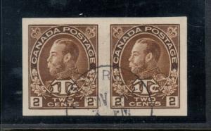 Canada #MR4b Extra Fine Used Imperf Pair With CDS Cancel