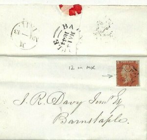 GB Cover *NUMBER 12 IN MX* Penny Red Maltese Cross HIGH CAT VALUE 1844 NN132 