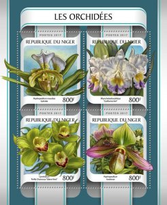 Flowers Orchids Stamps Niger 2017 MNH Orchid Paphiopedilum Flora Nature 4v M/S