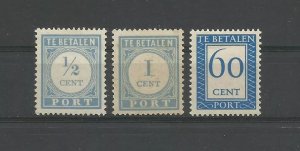 NETHERLANDS 1881-1926 POSTAGE DUE PORT FREE SHIPPING LOT 03 MNH (LIGHT RUST)