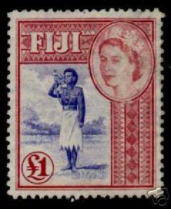 FIJI SC# 162 £1 QEII Bugler very light cancel sound stamp