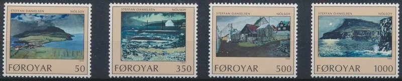 Faroe Islands 1990 #212-5 MNH. Paintings, Nolsoy island