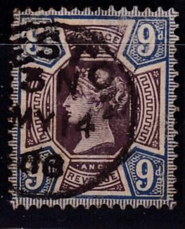 Great Britain 1887 9d lilac & blue  Queen QV Jubilee  VF/Used/(o)