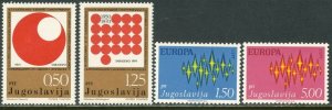 YUGOSLAVIA Sc#1054-1055, 1100-1101 1971-72 Two Complete Sets OG Mint NH