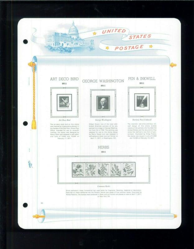 2011 White Ace US Regular Issue Stamp Album Simplified Supplement USR-40