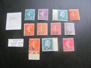 FRANCE 1926-27 MNH/H SC 227-240 SET VF/XF 140 EUROS  (241) NEW COLLECTION.