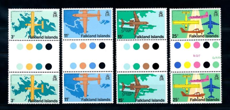 [71971] Falkland Islands 1979 Opening Airport Aircraft 4 Gutter Pairs MNH