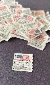 ~~Vintage Treasures ~~ Postage Stamps For Crafting: US Flag 22c; 50 Pieces