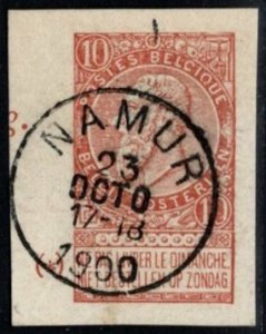 1900 Belgium Cut Square (Postcard) 10 Centimes King Leopold II Used