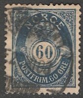 NORWAY 1900 Sc 58  60 ore Post Horn Used, F, cv $16.00