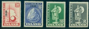 ICELAND #232-5 (256-9) World’s Fair “1940” Ovpt, og, LH, VF, Scott $124.00