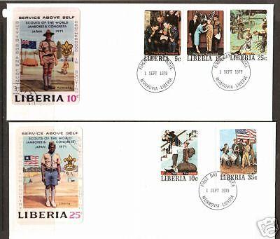 Liberia Sc 853-857 FDC. IMPERF 1979 Rockwell Boy Scouts on 20 Matched FDC-s