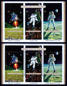 BURUNDI — SCOTT 302,302v — 1969 MOON LANDING S/S — PERF/IMPERF — MNH —SCV $27.50