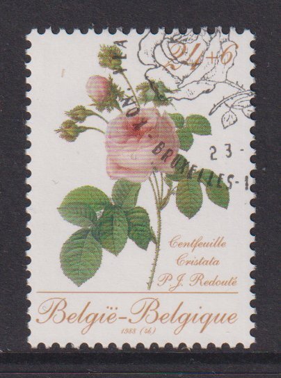 Belgium  #B1070  cancelled  1988   flowers roses  PJ Redoutte  24fr