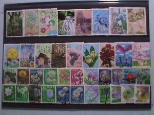 ​JAPAN-39 DIFFERENT VERY OLD FLOWERS USED STAMPS -CV-OVER $16-VERY FINE