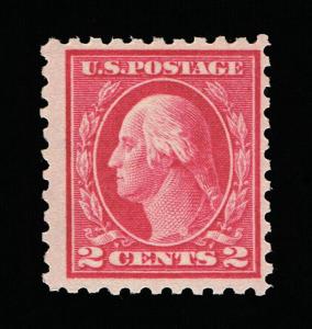 GENUINE SCOTT #425 F-VF MINT OG NH 1914 ROSE RED PERF-10 SL-WATERMARK #7111