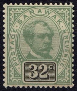 SARAWAK SG19 1897 32c GREEN & BLACK MNH (d)