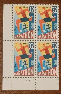 Scott#: 3067 - Marathon 32c Plate Block of Four MNH OG