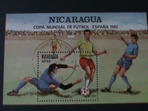 ​NICARAGUA-1982- WORLD CUP SOCCER-ESPANA'82-CTO S/S -VF FANCY CANCEL